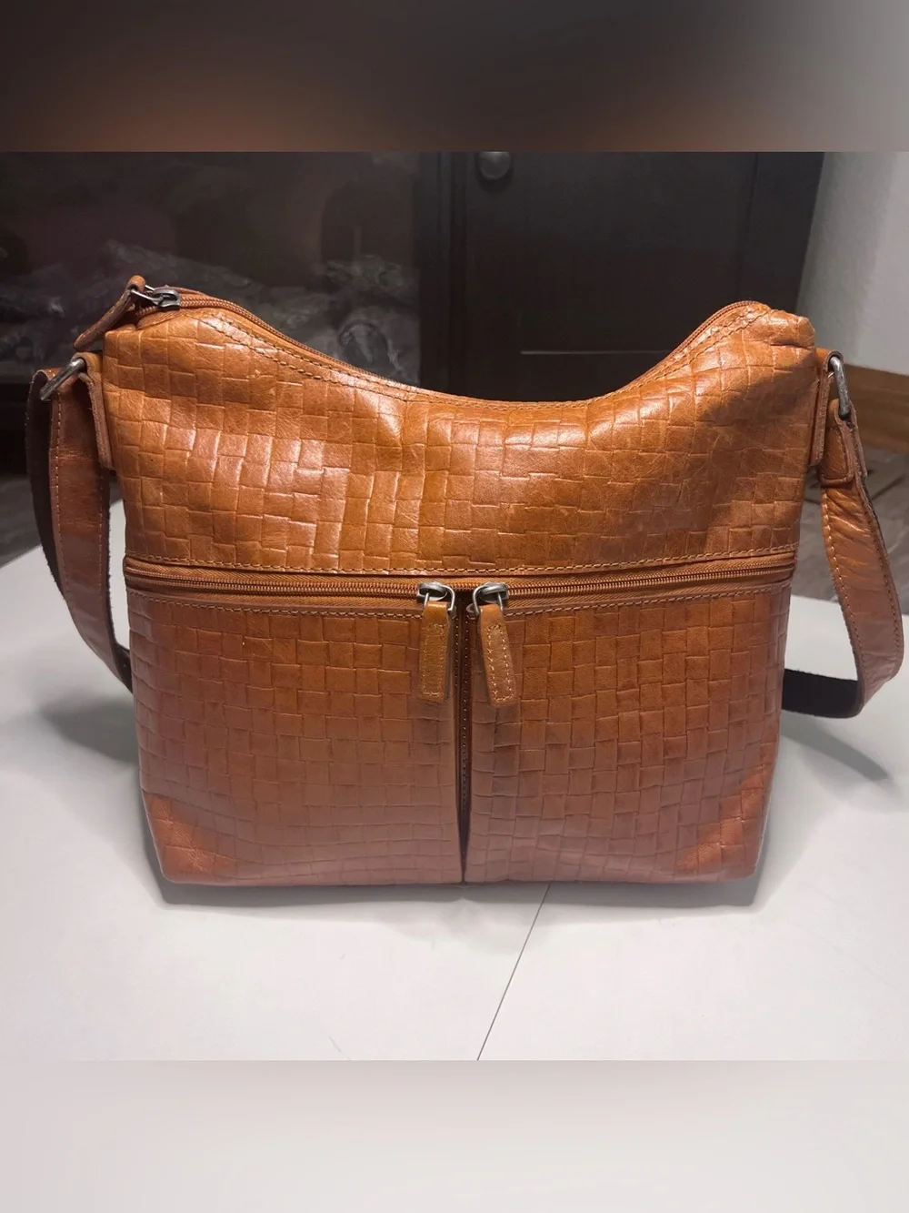 Jack George Woven Leather Hobo Bag in Color Honey
